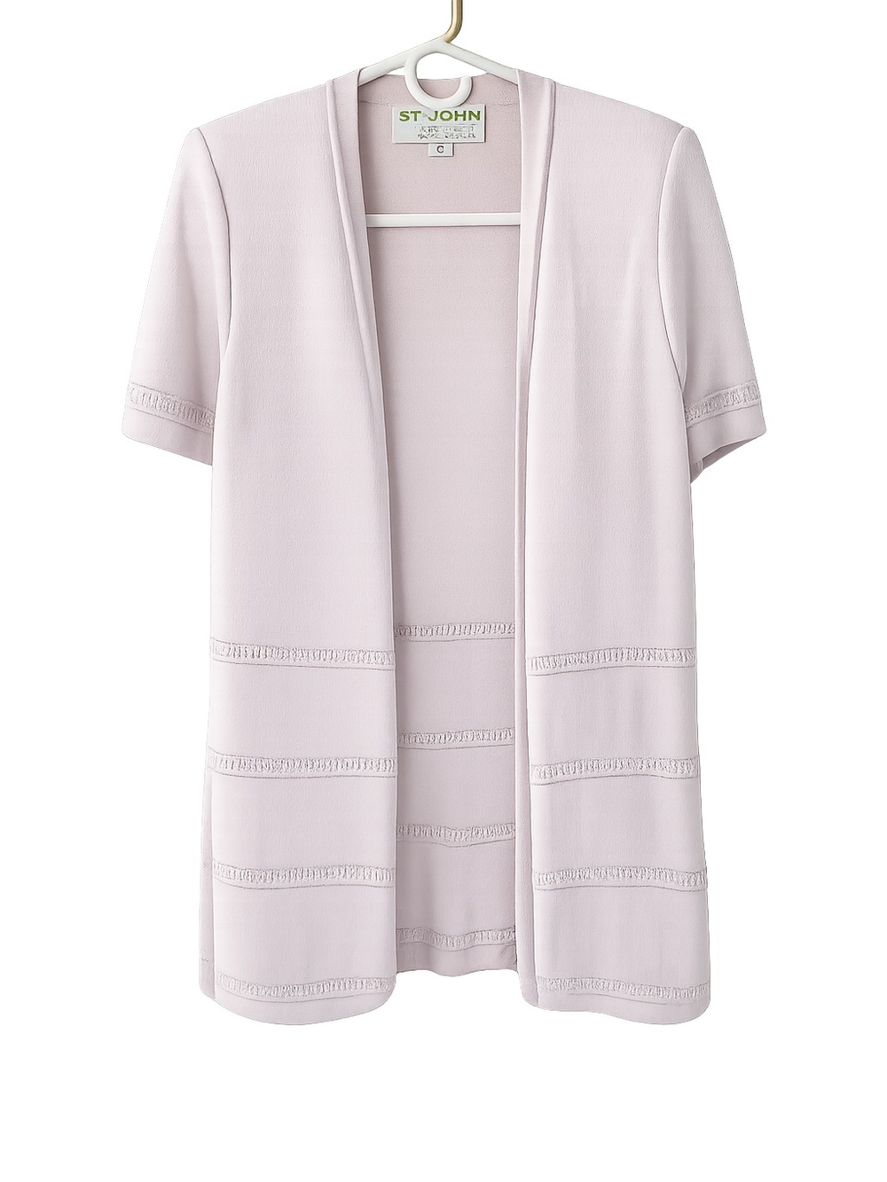 St. John Lavender Open-Front Short Sleeve Knit Cardigan
